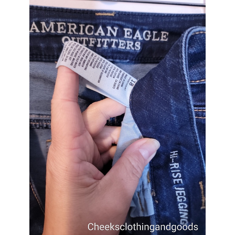 American Eagle Hi-Rise Jegging Dark Wash Blue Jeans Womens Size 18 Short 18S - Picture 6 of 8
